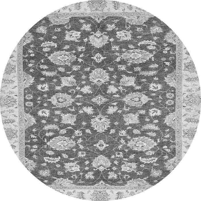 Round Oriental Gray Traditional Rug, abs484gry