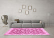 Machine Washable Oriental Pink Traditional Rug in a Living Room, wshabs484pnk