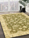 Abstract Mustard Yellow Oriental Rug in Family Room, abs484