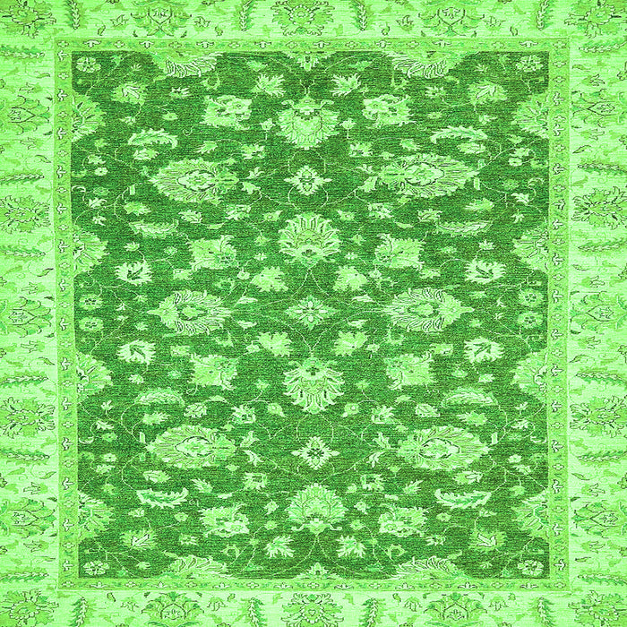 Square Machine Washable Oriental Green Traditional Area Rugs, wshabs484grn