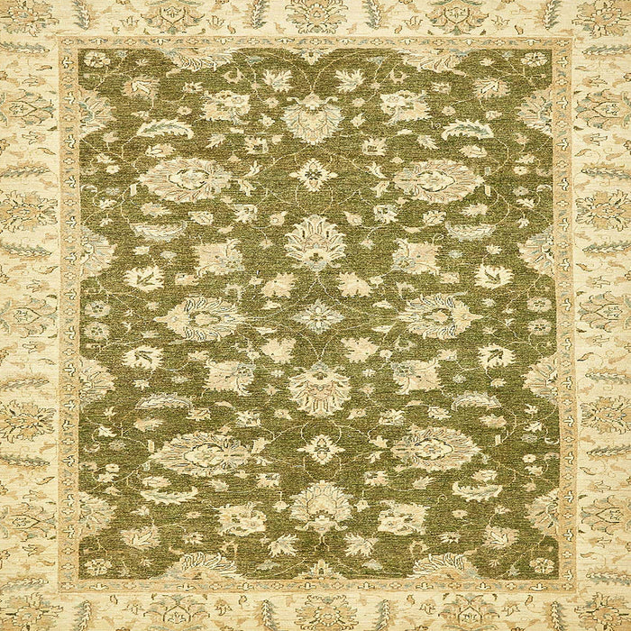Square Abstract Mustard Yellow Oriental Rug, abs484
