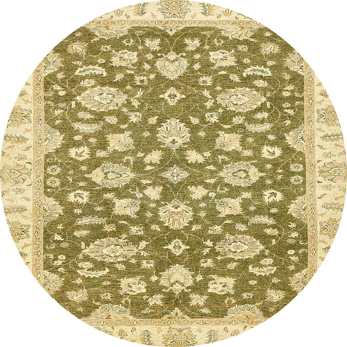 Round Machine Washable Abstract Mustard Yellow Rug, wshabs484