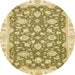 Round Machine Washable Abstract Mustard Yellow Rug, wshabs484