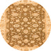 Round Machine Washable Oriental Orange Traditional Area Rugs, wshabs484org