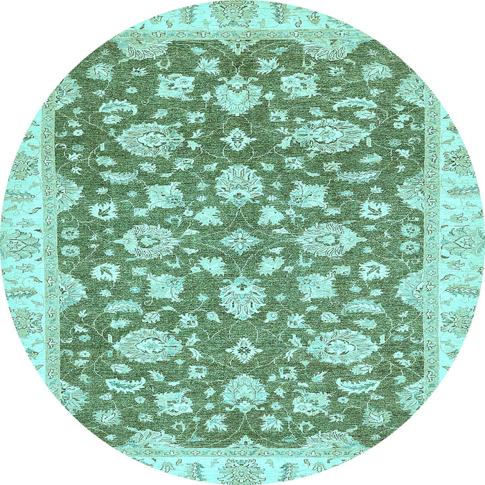 Round Machine Washable Oriental Light Blue Traditional Rug, wshabs484lblu