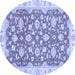 Round Oriental Blue Traditional Rug, abs484blu