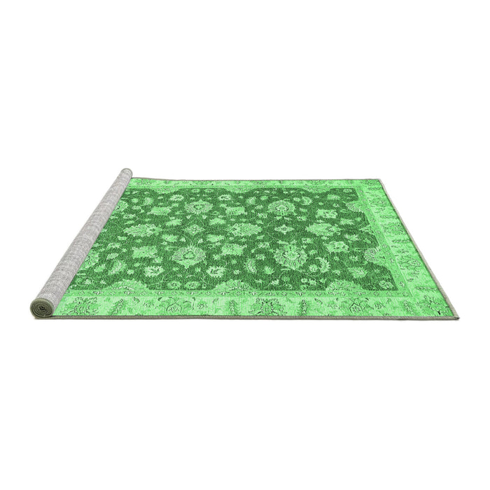 Sideview of Machine Washable Oriental Emerald Green Traditional Area Rugs, wshabs484emgrn
