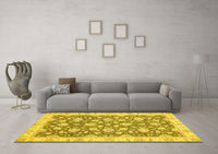 Machine Washable Oriental Yellow Traditional Rug, wshabs484yw