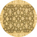 Round Oriental Brown Traditional Rug, abs484brn