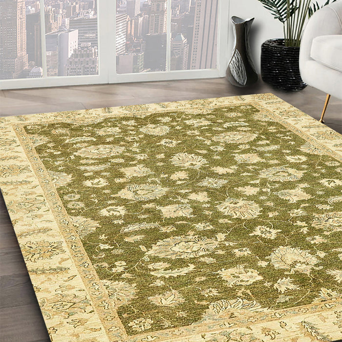 Machine Washable Abstract Mustard Yellow Rug in a Family Room, wshabs484
