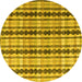 Round Abstract Yellow Modern Rug, abs4850yw