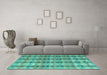 Machine Washable Abstract Turquoise Modern Area Rugs in a Living Room,, wshabs4850turq