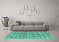 Machine Washable Abstract Turquoise Modern Rug, wshabs4850turq