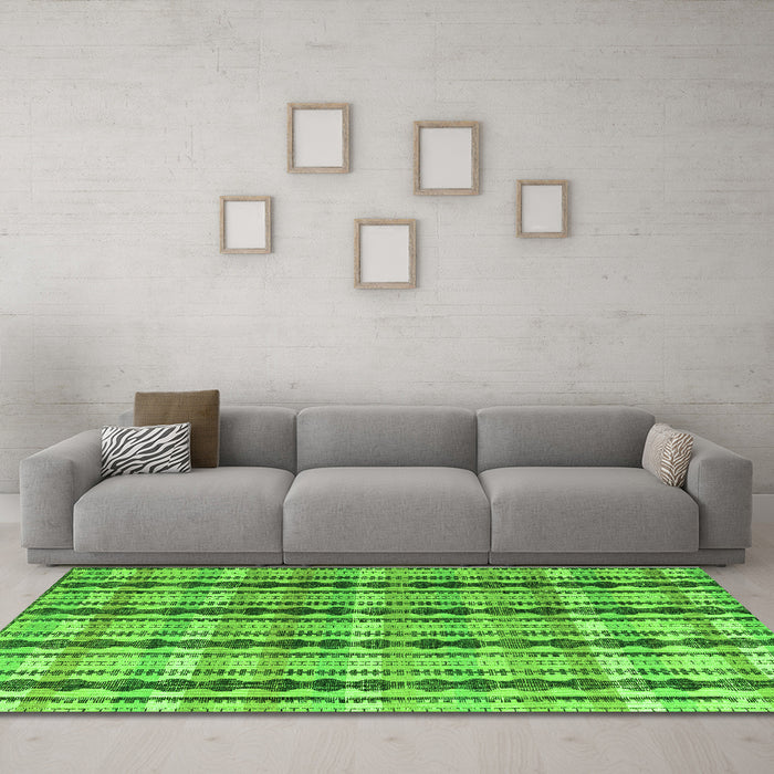 Machine Washable Abstract Green Modern Area Rugs in a Living Room,, wshabs4850grn