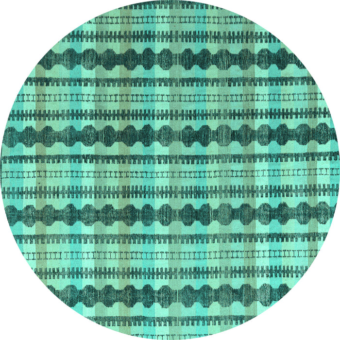 Round Machine Washable Abstract Turquoise Modern Area Rugs, wshabs4850turq