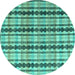 Round Machine Washable Abstract Turquoise Modern Area Rugs, wshabs4850turq