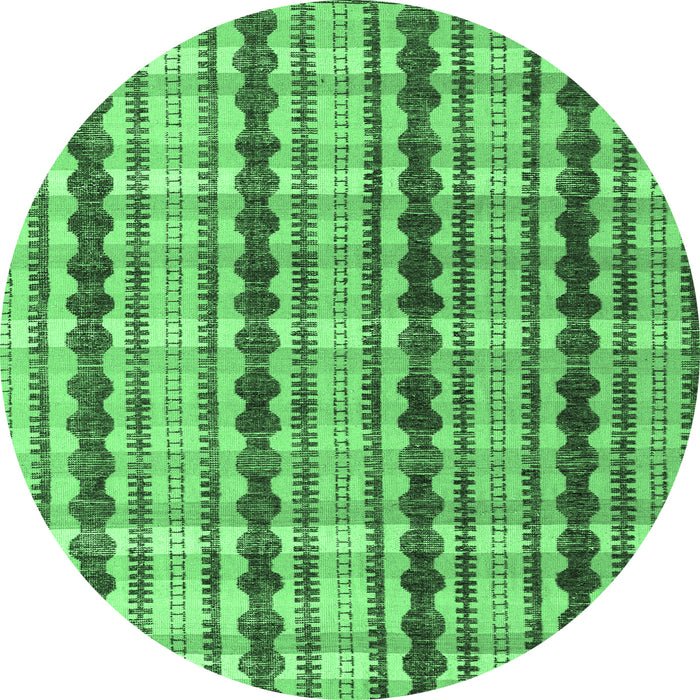 Round Machine Washable Abstract Emerald Green Modern Area Rugs, wshabs4850emgrn