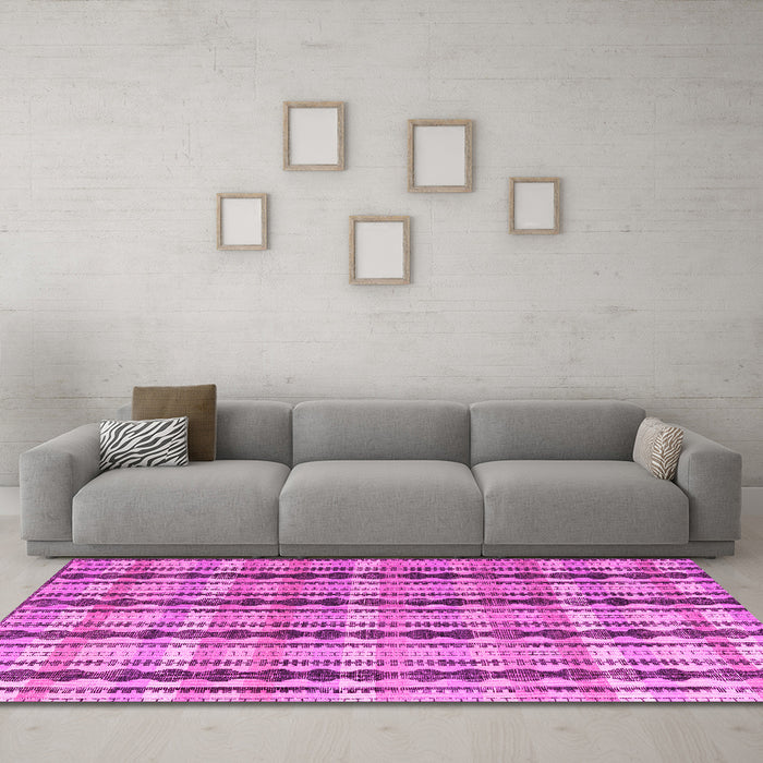 Machine Washable Abstract Pink Modern Rug in a Living Room, wshabs4850pnk