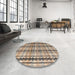 Round Machine Washable Abstract Brown Rug in a Office, wshabs4850