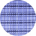 Round Machine Washable Abstract Blue Modern Rug, wshabs4850blu