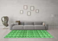 Machine Washable Abstract Emerald Green Modern Rug, wshabs4850emgrn