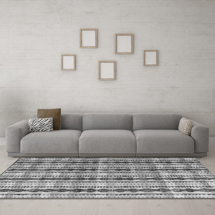 Machine Washable Abstract Gray Modern Rug in a Living Room,, wshabs4850gry