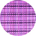 Round Machine Washable Abstract Purple Modern Area Rugs, wshabs4850pur