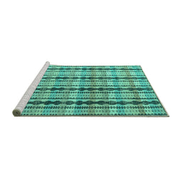 Sideview of Machine Washable Abstract Turquoise Modern Area Rugs, wshabs4850turq