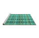 Sideview of Machine Washable Abstract Turquoise Modern Area Rugs, wshabs4850turq