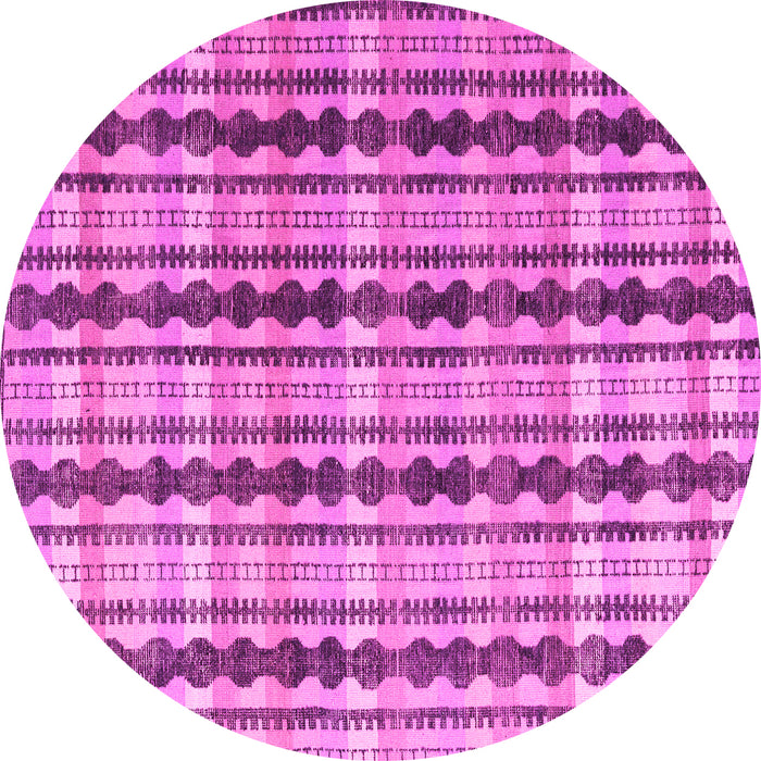Round Machine Washable Abstract Pink Modern Rug, wshabs4850pnk