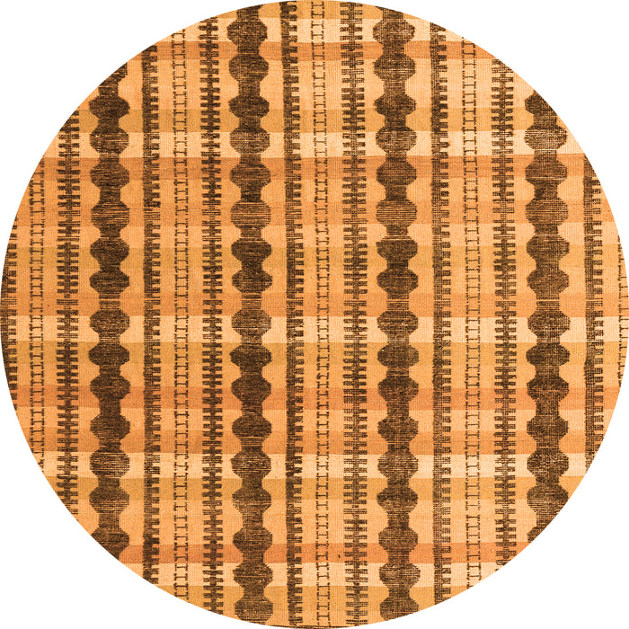 Round Machine Washable Abstract Orange Modern Area Rugs, wshabs4850org