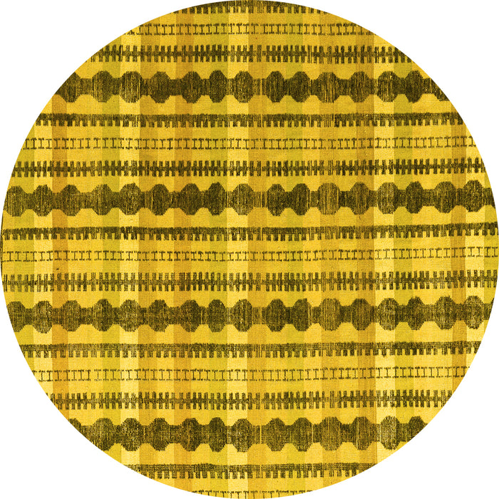 Round Machine Washable Abstract Yellow Modern Rug, wshabs4850yw