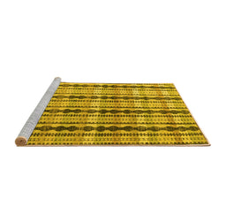 Sideview of Machine Washable Abstract Yellow Modern Rug, wshabs4850yw