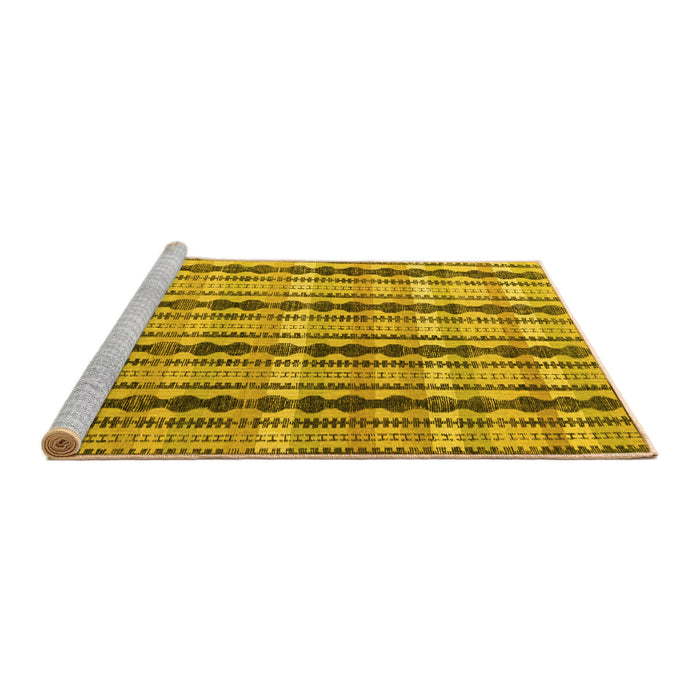Sideview of Machine Washable Abstract Yellow Modern Rug, wshabs4850yw