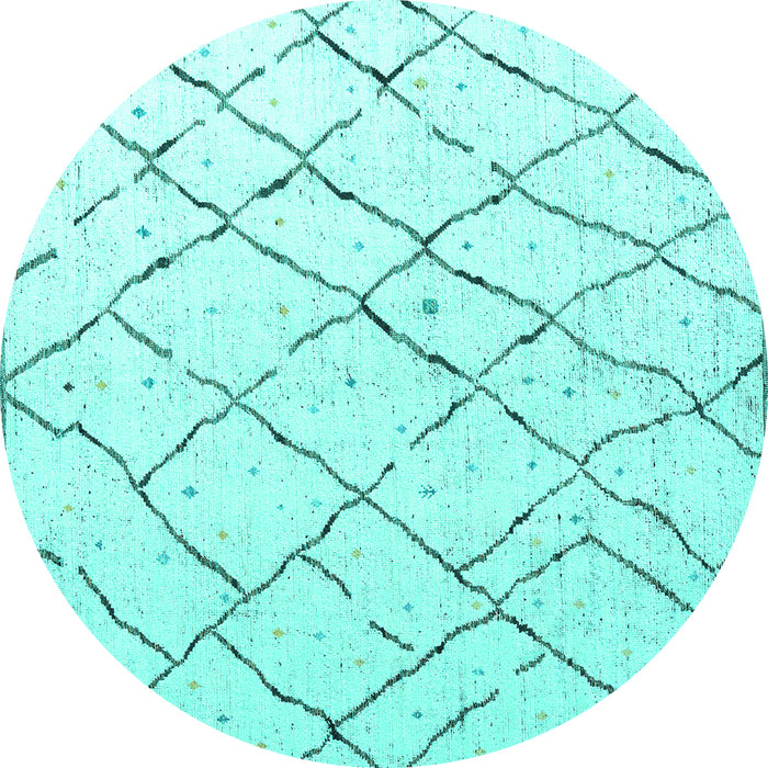 Round Machine Washable Solid Turquoise Modern Area Rugs, wshabs4851turq