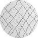 Round Machine Washable Solid Gray Modern Rug, wshabs4851gry