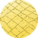 Round Machine Washable Solid Yellow Modern Rug, wshabs4851yw