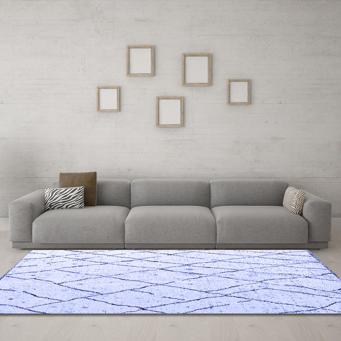 Machine Washable Solid Blue Modern Rug in a Living Room, wshabs4851blu