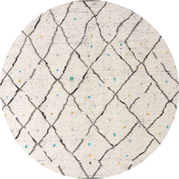Round Abstract Silver Pink Solid Rug, abs4851