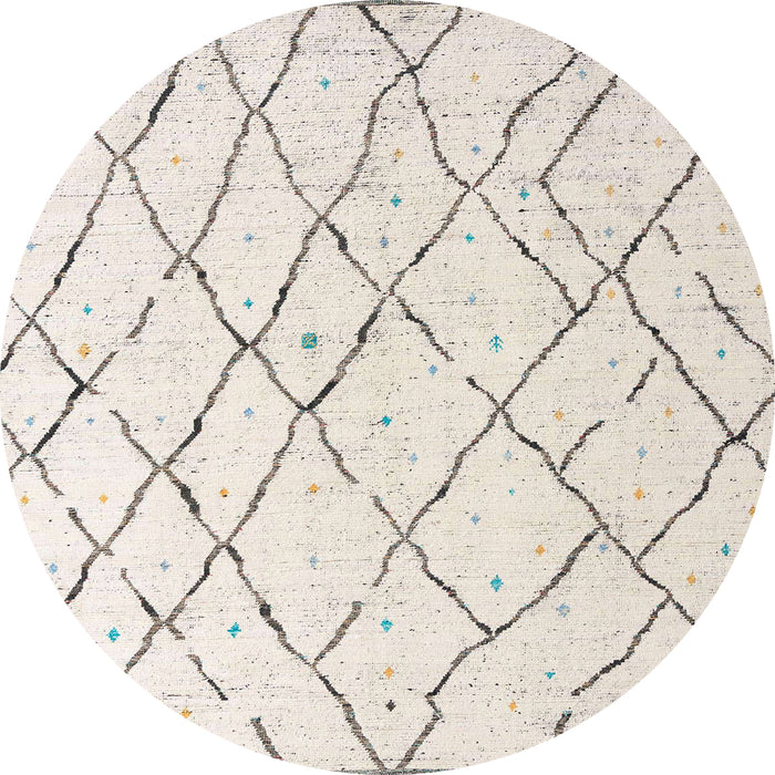 Round Abstract Silver Pink Solid Rug, abs4851