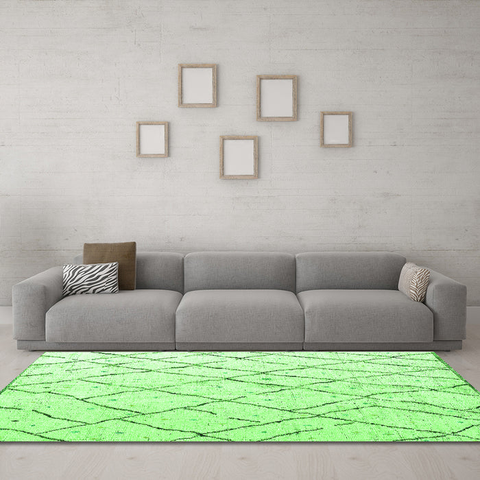 Machine Washable Solid Green Modern Area Rugs in a Living Room,, wshabs4851grn