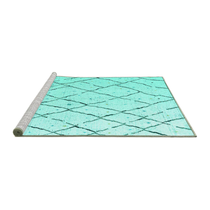 Sideview of Machine Washable Solid Turquoise Modern Area Rugs, wshabs4851turq