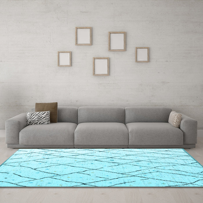 Machine Washable Solid Light Blue Modern Rug in a Living Room, wshabs4851lblu