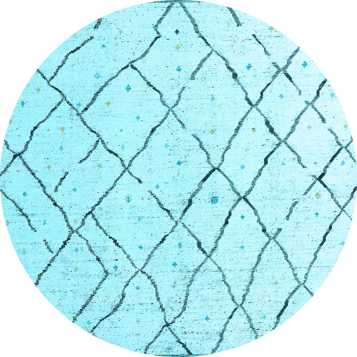 Round Machine Washable Solid Light Blue Modern Rug, wshabs4851lblu
