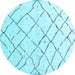 Round Machine Washable Solid Light Blue Modern Rug, wshabs4851lblu