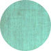 Round Abstract Turquoise Modern Rug, abs4852turq