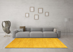Machine Washable Abstract Yellow Modern Rug in a Living Room, wshabs4852yw