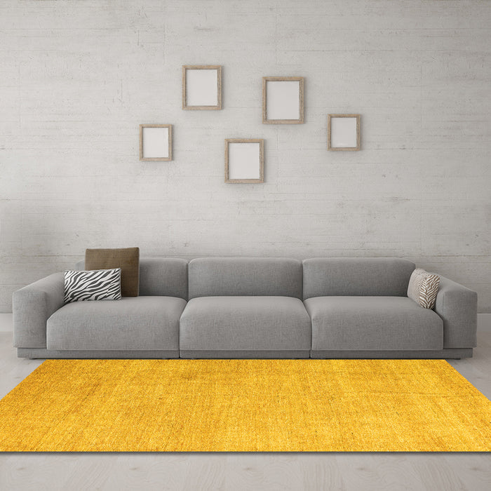 Machine Washable Abstract Yellow Modern Rug in a Living Room, wshabs4852yw