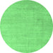 Round Abstract Emerald Green Modern Rug, abs4852emgrn