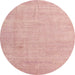 Round Machine Washable Abstract Light Coral Pink Rug, wshabs4852